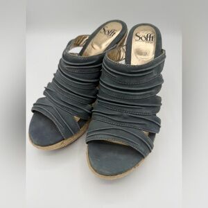 Soft Boulonge Wedge Sandals in Blue